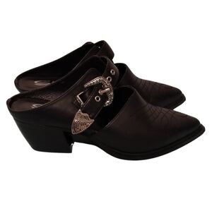 Western Black Leather Stricca Slip On  Boots Size 7